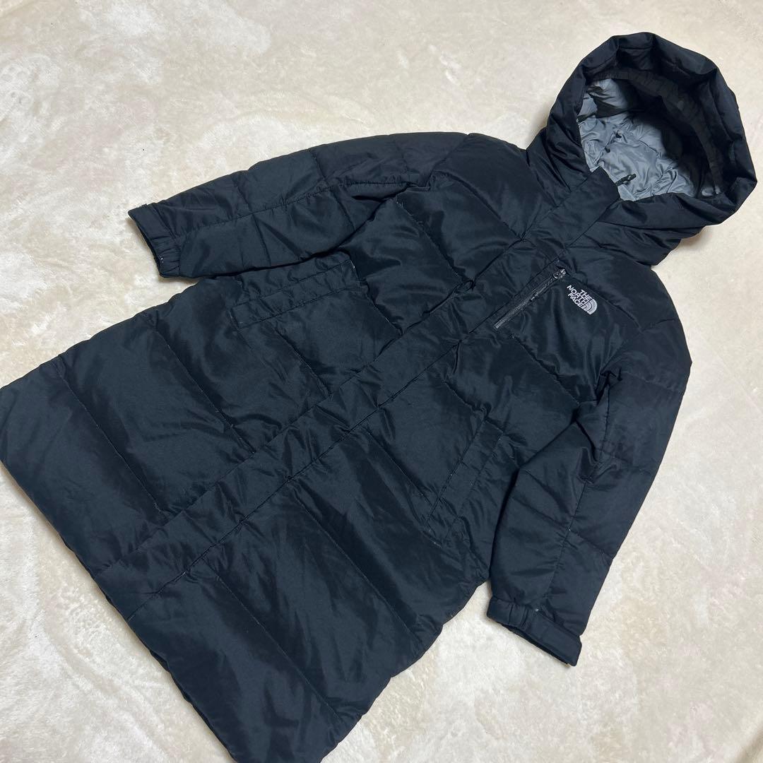 90 ノースフェイス ダウン キッズ 120 ブラック ロングコート ジャケット