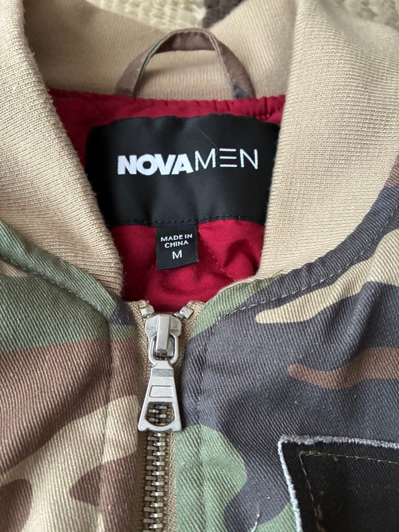 Fashion Nova Men 迷彩　MA-1 ジャケット　パッチワーク