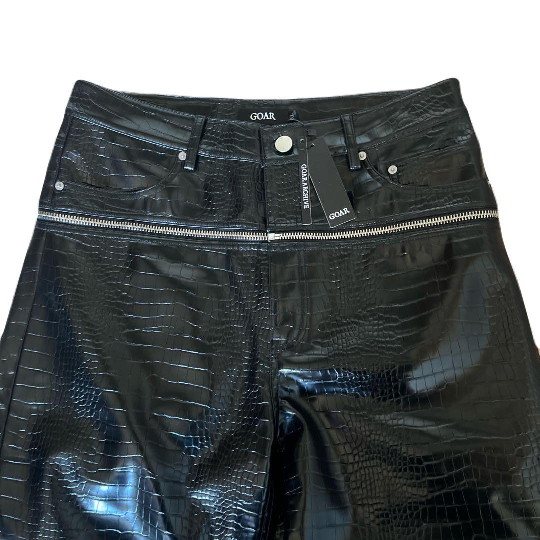 パンツ goar archive BLACK CROCO ZIPPER PANTS XL