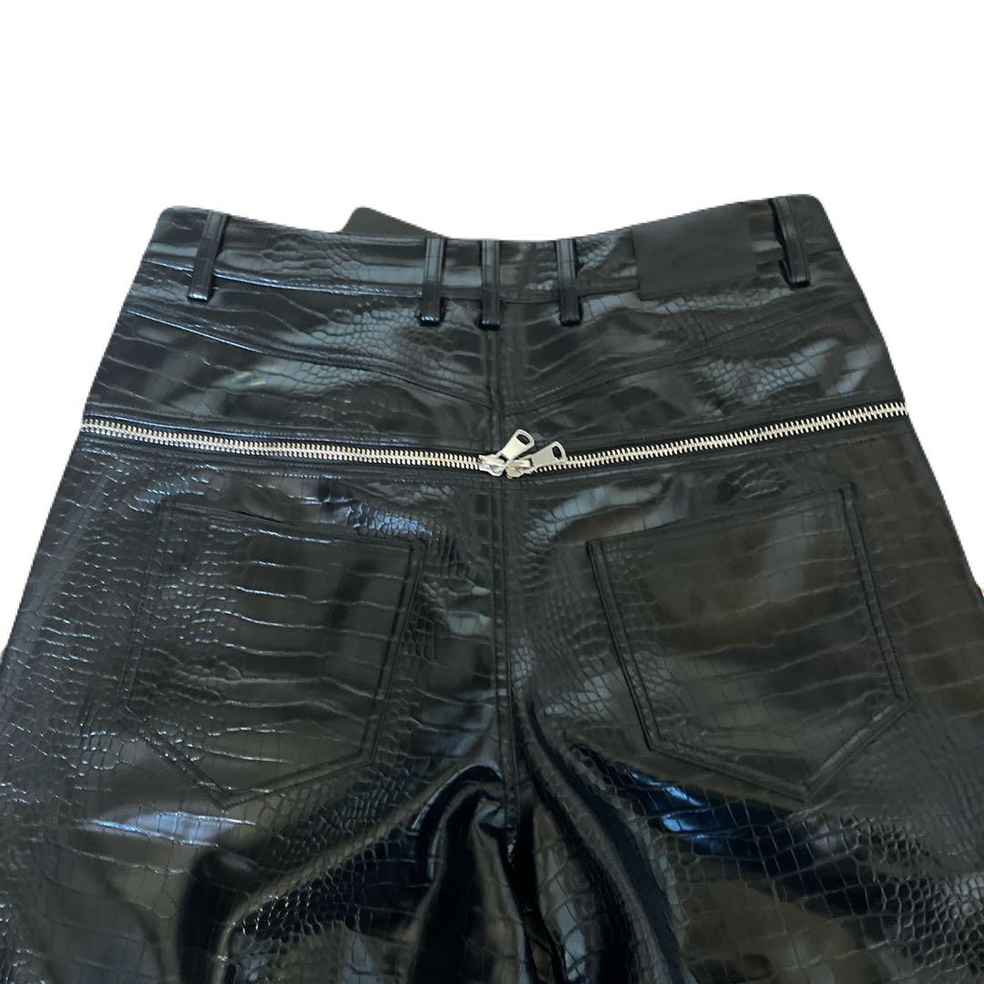 パンツ goar archive BLACK CROCO ZIPPER PANTS XL