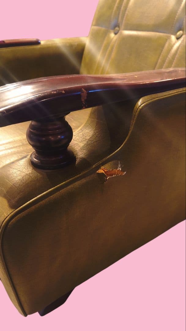 一人用ソファ、ソファ、ヴィンテージソファ、レトロソファ、昭和ソファ、カーキソファ