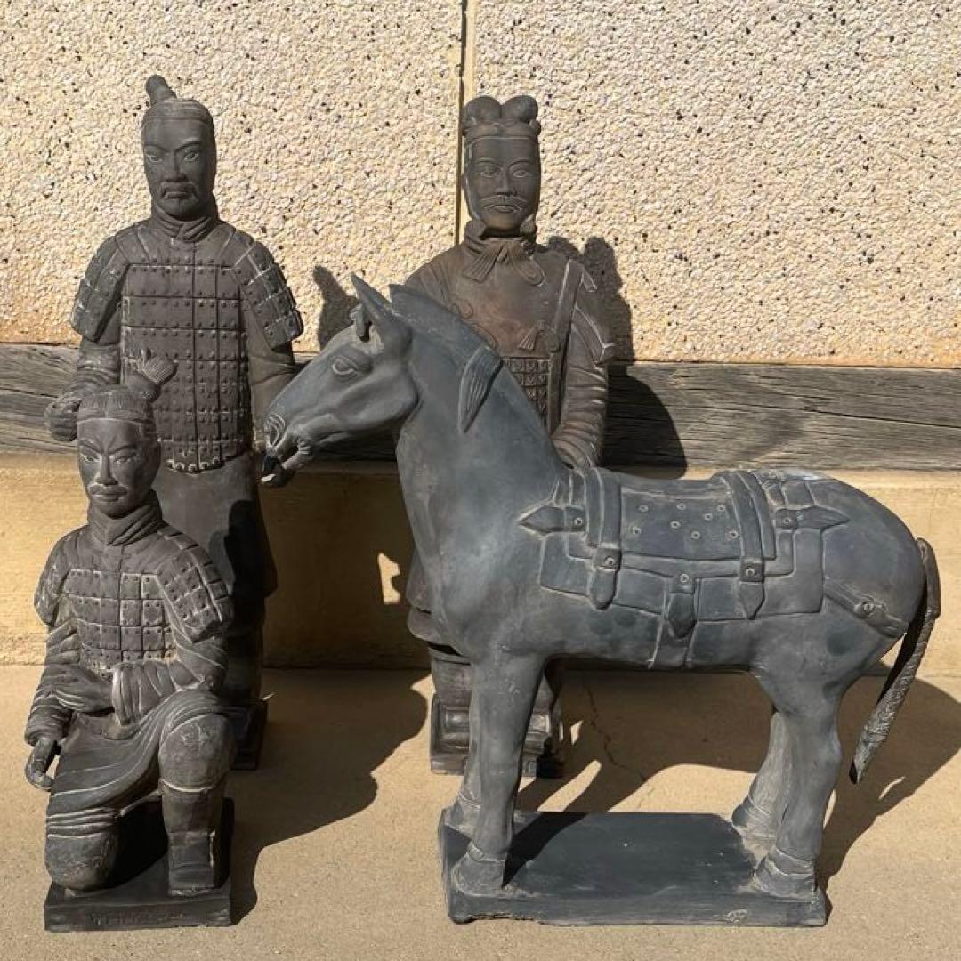【4体】兵馬俑レプリカ　大型サイズ　中国骨董　アンティーク