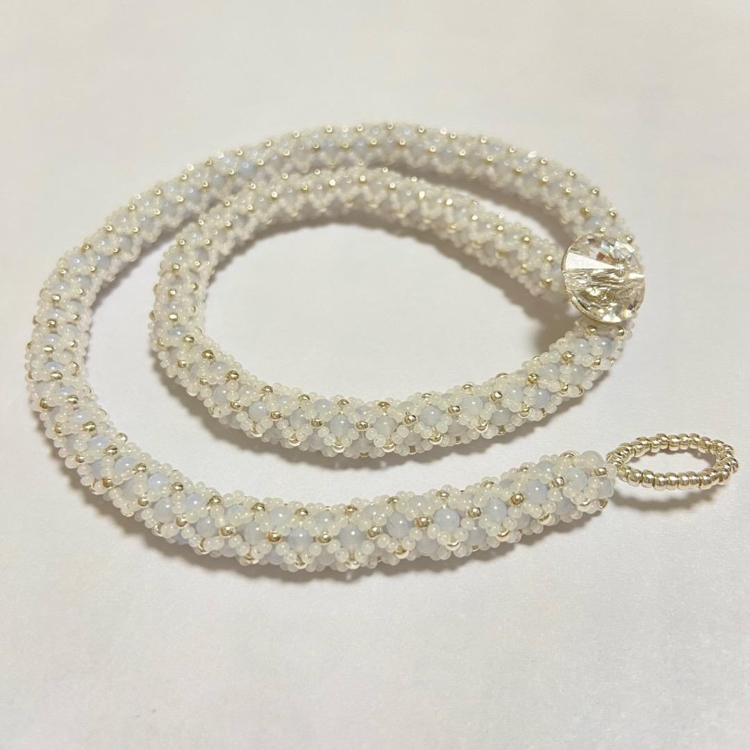 【1点物】ブルーレースアゲート　ロープネックレス 中世　ルネサンス　純銀メッキ