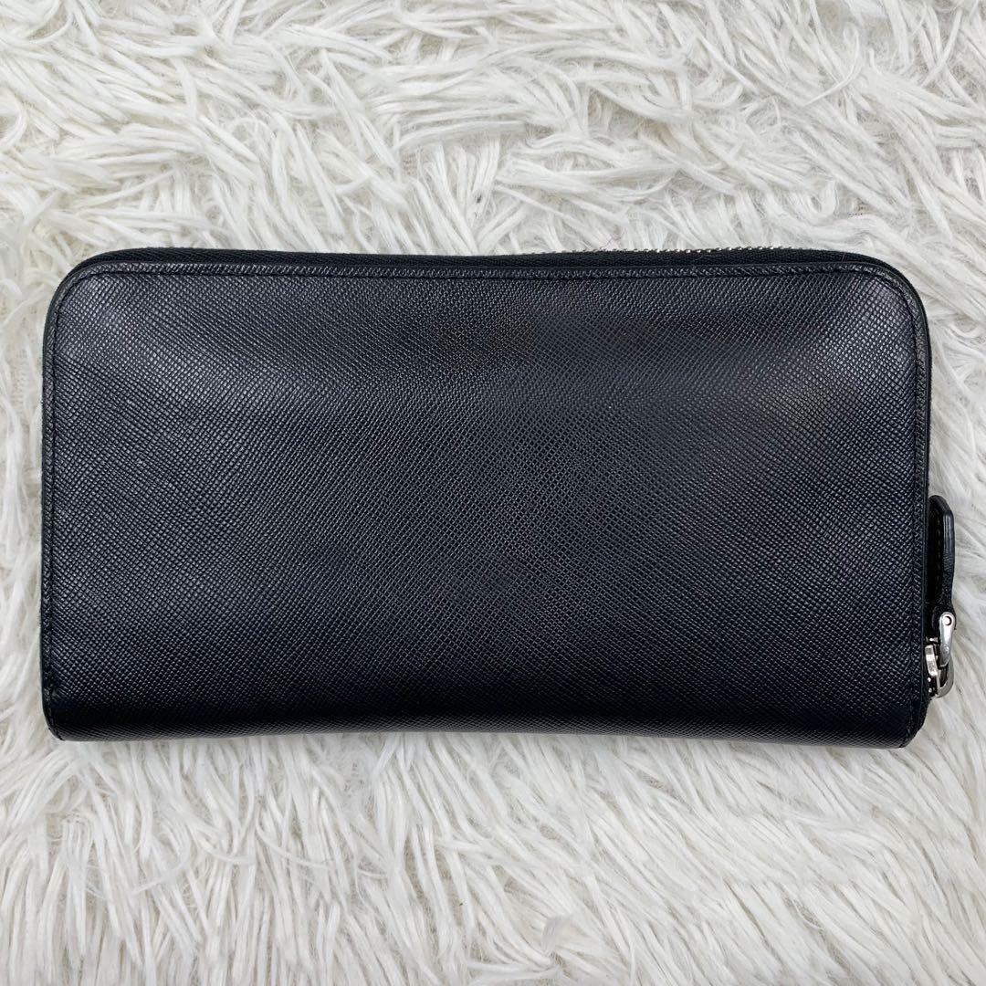 【✨美品✨】プラダ 長財布 ラウンドジップ 三角ロゴ サフィアーノ ブラック