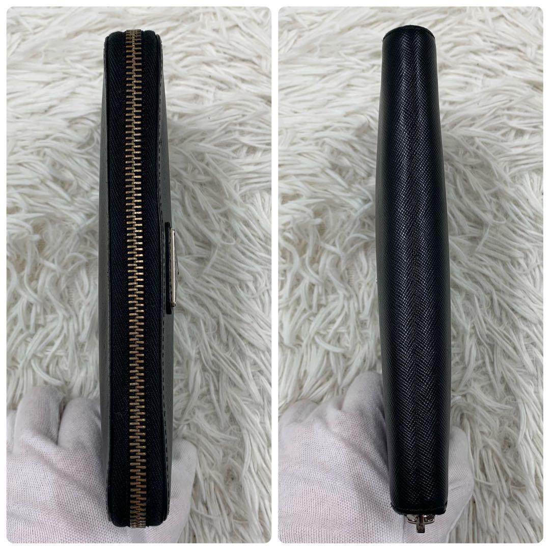 【✨美品✨】プラダ 長財布 ラウンドジップ 三角ロゴ サフィアーノ ブラック