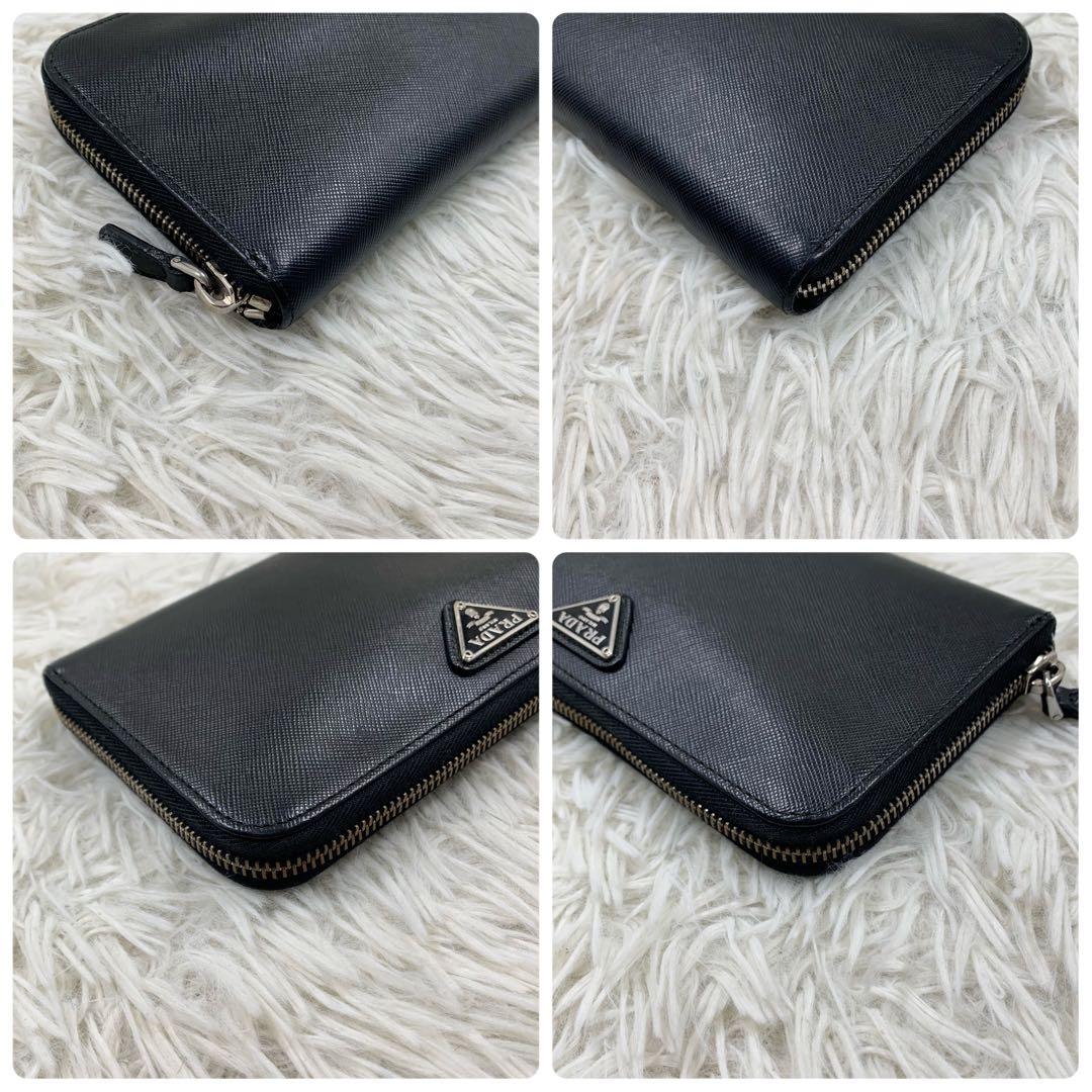 【✨美品✨】プラダ 長財布 ラウンドジップ 三角ロゴ サフィアーノ ブラック