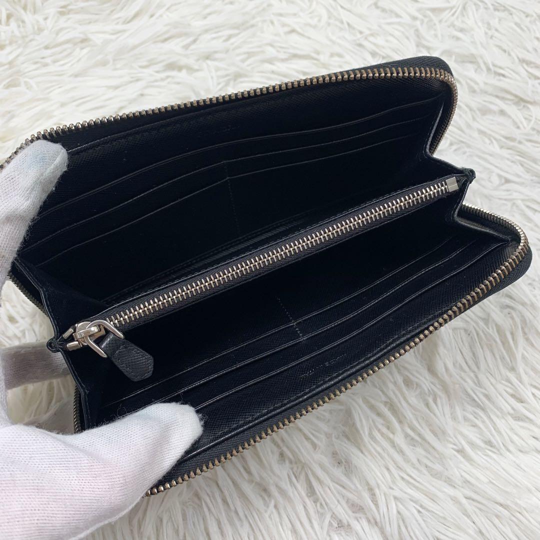 【✨美品✨】プラダ 長財布 ラウンドジップ 三角ロゴ サフィアーノ ブラック