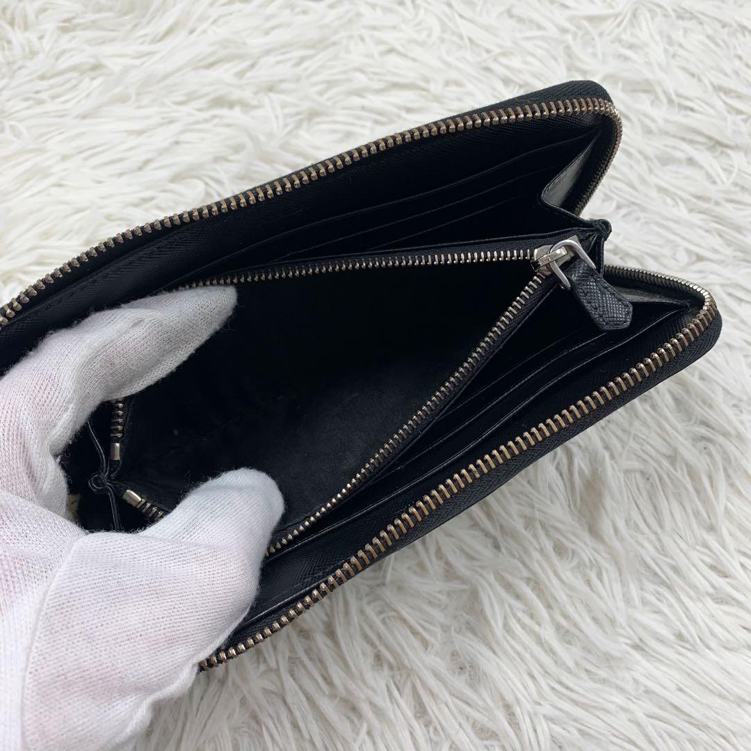 【✨美品✨】プラダ 長財布 ラウンドジップ 三角ロゴ サフィアーノ ブラック