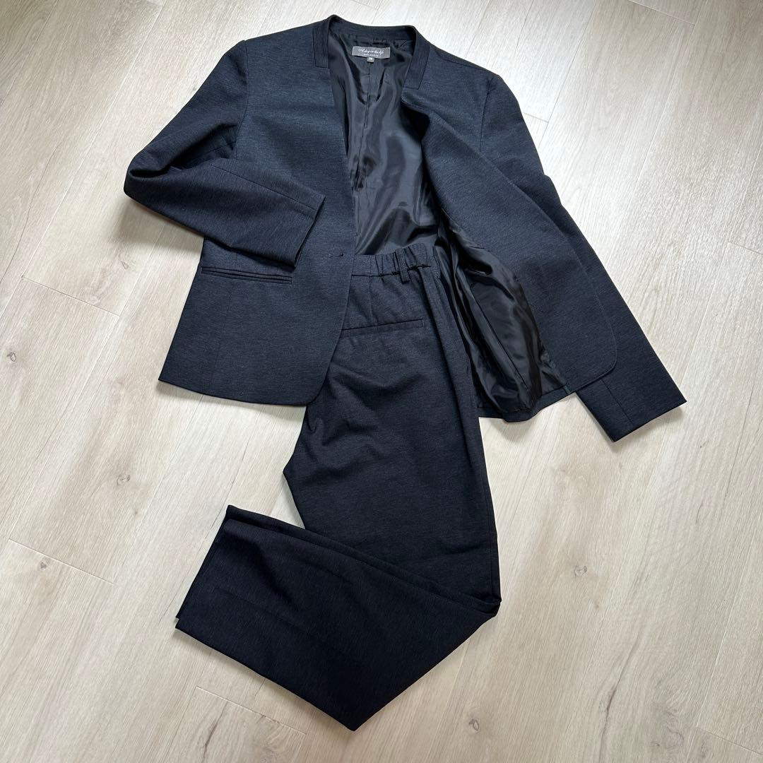 未使用 ユナイテッドアローズ ノーカラー セットアップ ネイビー 38