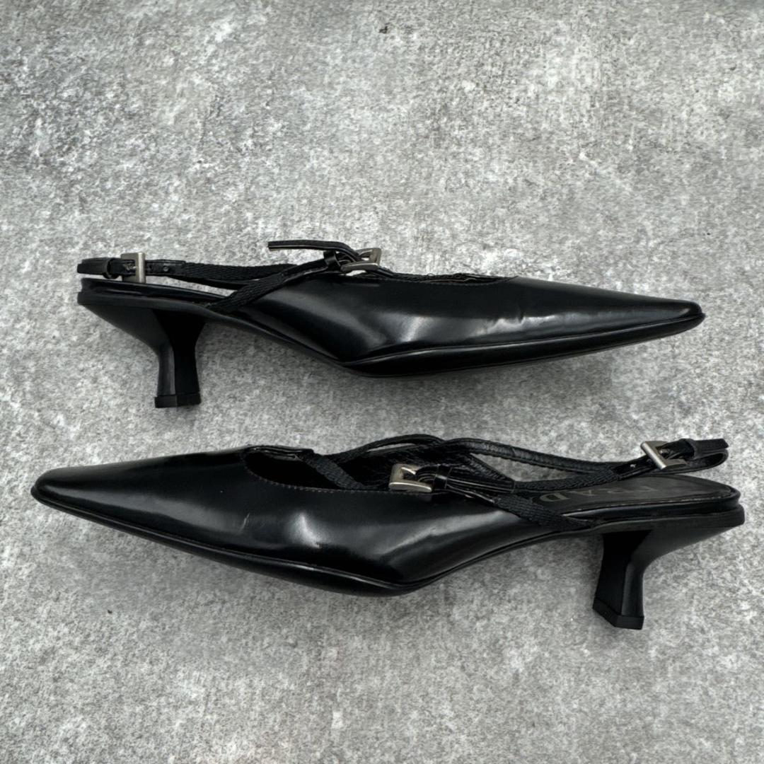 靴 Prada Black Square Toe 36 Replaced Heels
