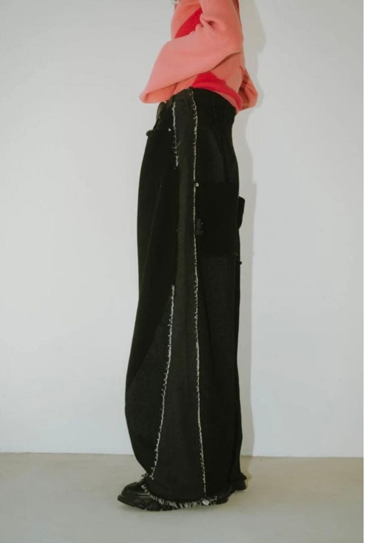美品 Knuth Marf ツーバックルパッチワークデニム 黒　ユニセックス
