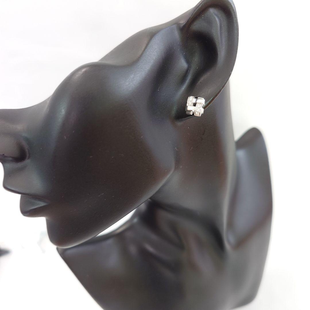 【磨き済】ティファニー K18WG ウォーブン ダイヤモンド ピアス 6669