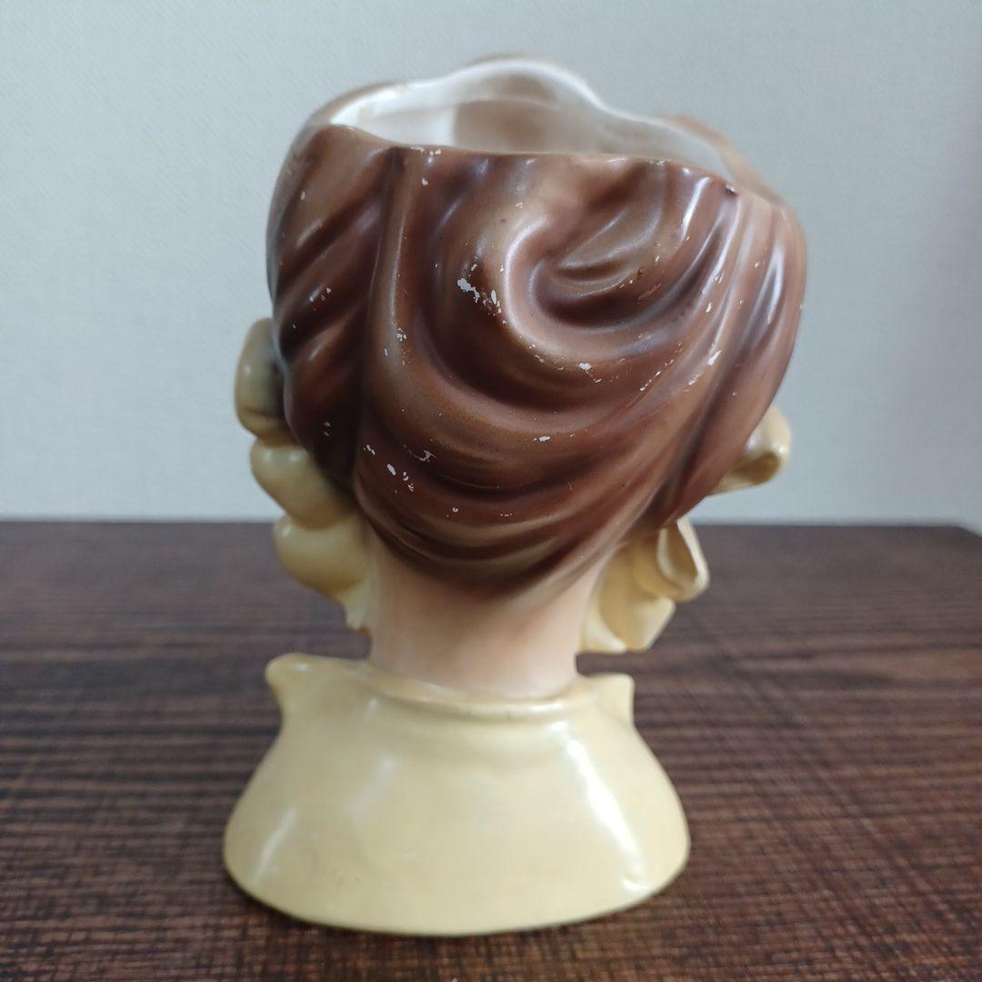 ビンテージ レディヘッドベース 陶器製の置物花瓶　美しい女性　３点セット