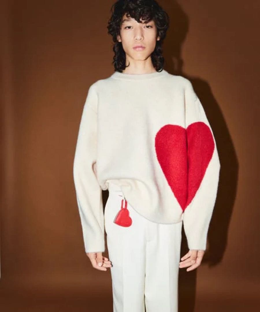NKNIT ♡pattern KNIT ハートパターン ニット 赤 白