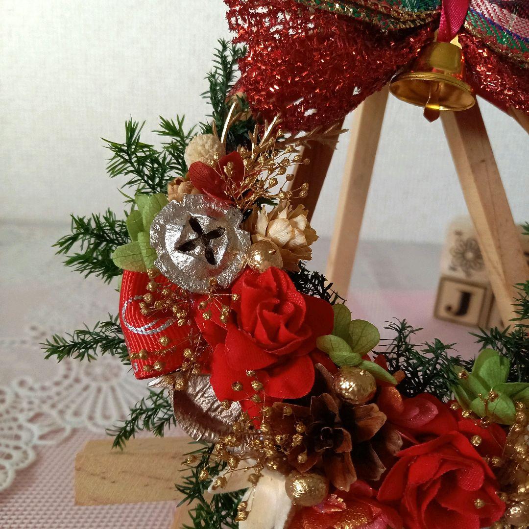 No154  ちっやゃいけど存在感!!!キラキラリボンのクリスマスリース❄︎.*