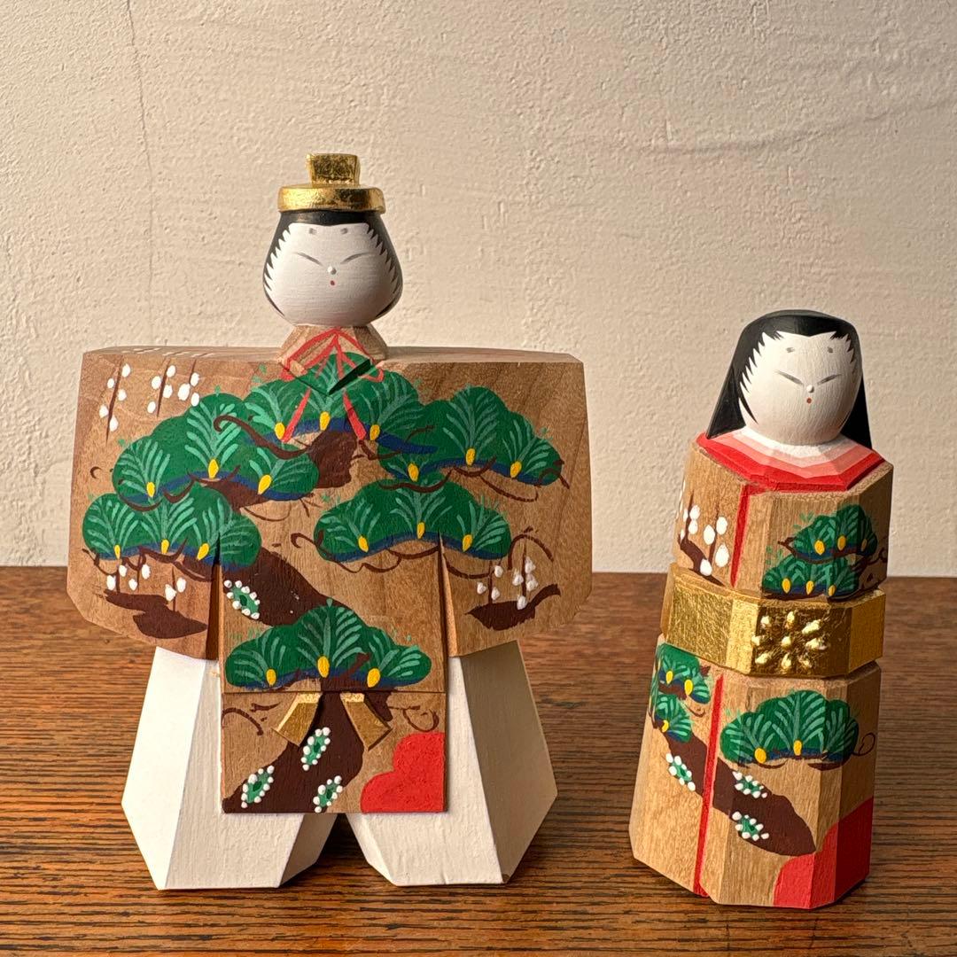奈良一刀彫 木製 立ち雛 作家物 藤代光雄 創作雛 木彫り