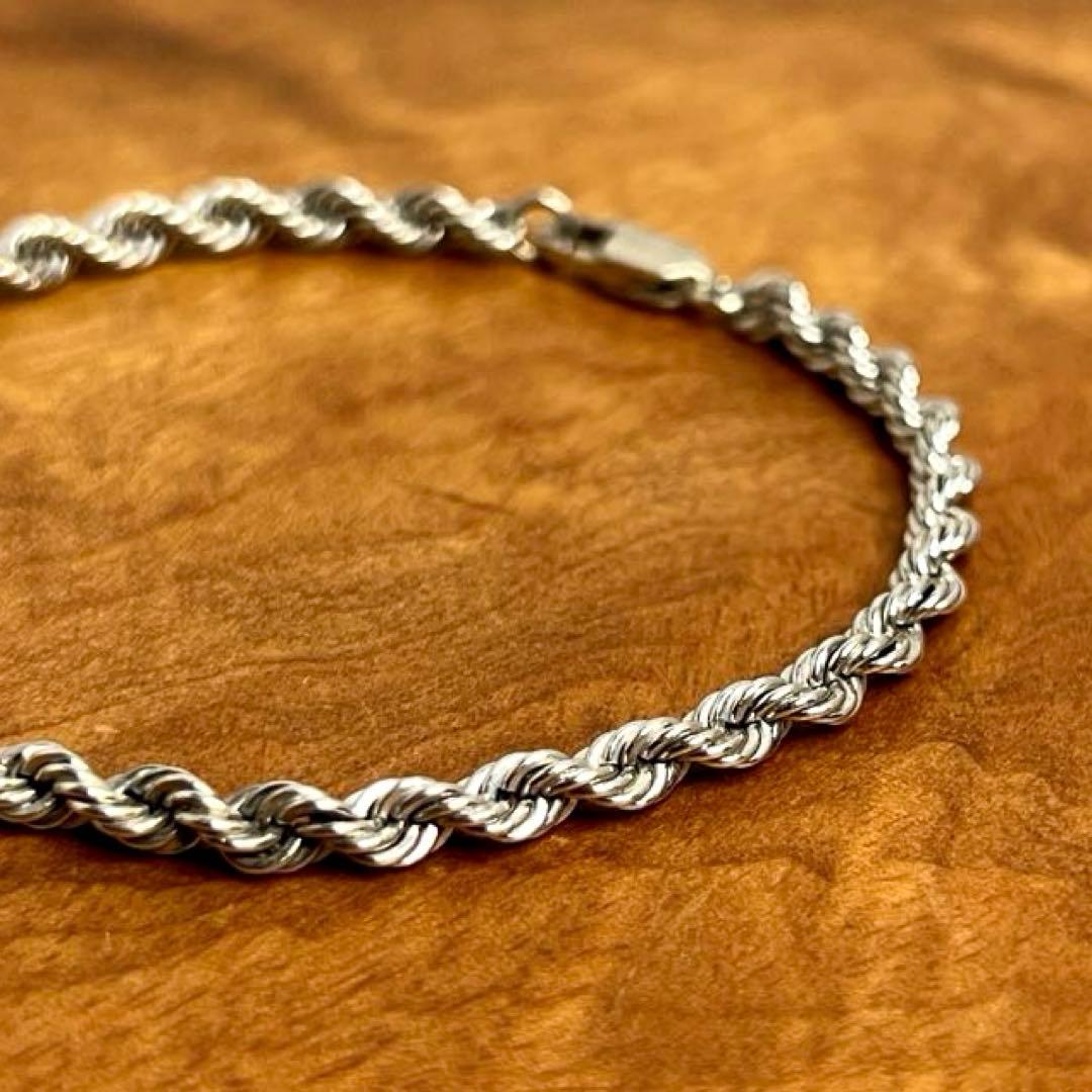 US ヴィンテージ シルバー ロープ チェーン ブレスレット 925