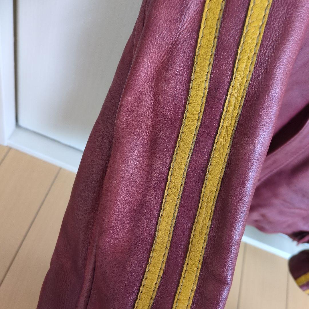 な*屋様 schott　ライダースジャケット　しわ加工　ワインレッド