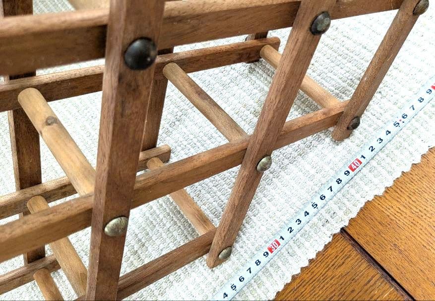 木製格子ラック 伸ばした時約60cm　ワインケース　瓶ケース