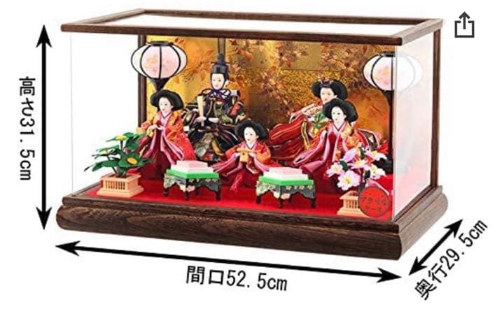 雛人形 雛 狭山清玉 五人飾り 桜 本焼桐 アクリルケース オルゴール付