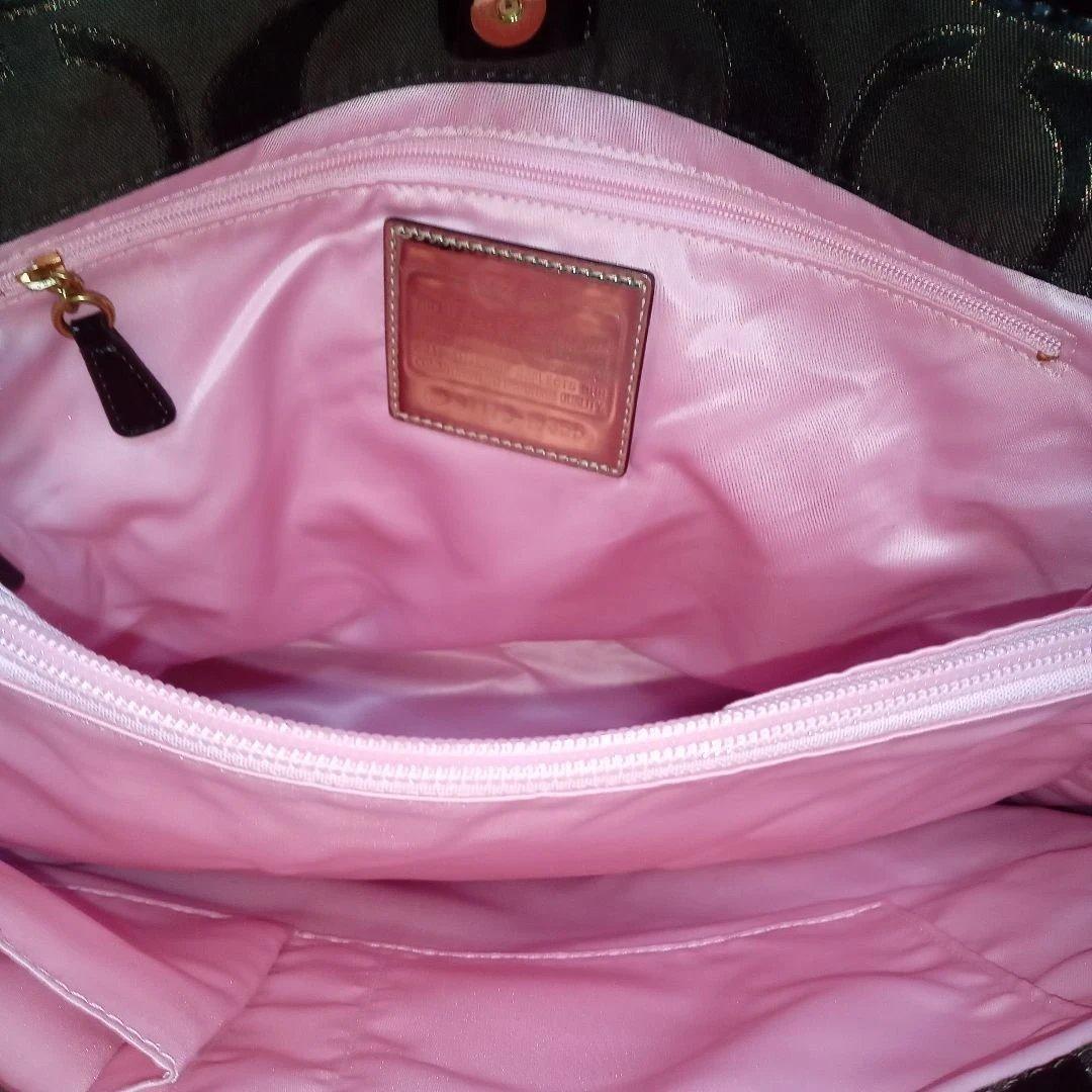 COACH　トートバッグ　シグネチャー　コーチ　ハンドバッグ　チャーム　ブラウン