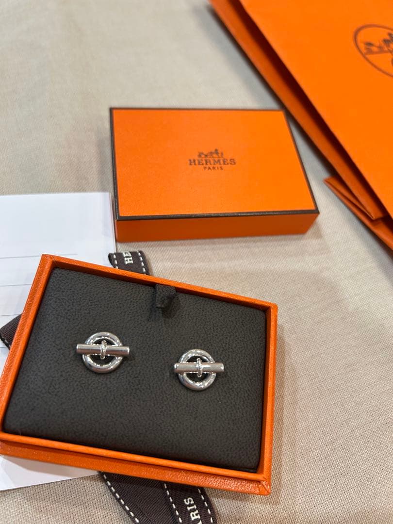 新品　HERMES ピアス　ミニシェーヌダンクル　フープ　シルバーアクセサリー