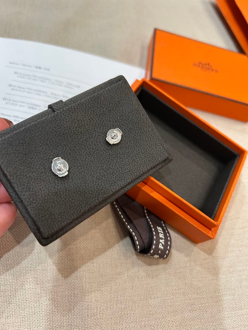 新品　HERMES ピアス　ミニシェーヌダンクル　フープ　シルバーアクセサリー