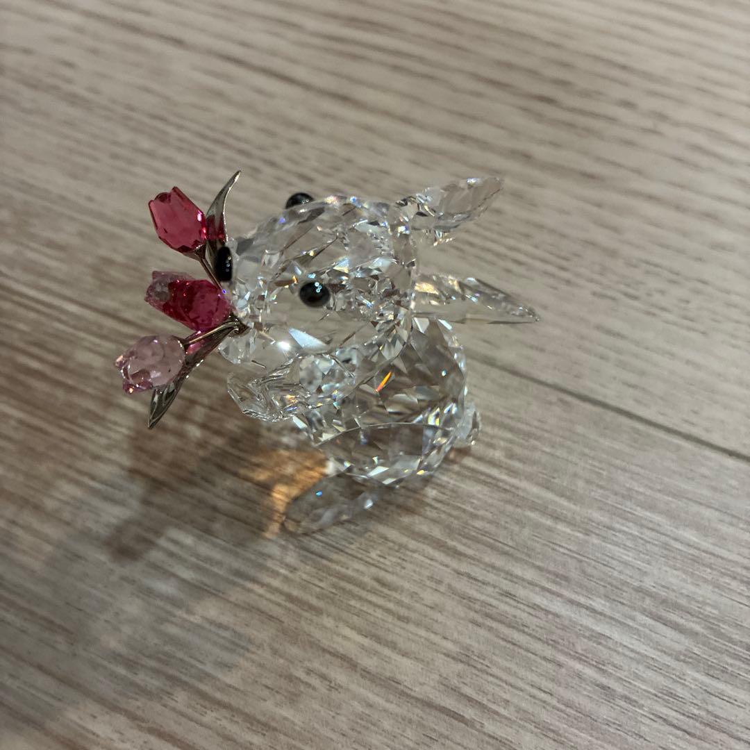 花*苺様 スワロフスキー うさぎ　置物 花付き
