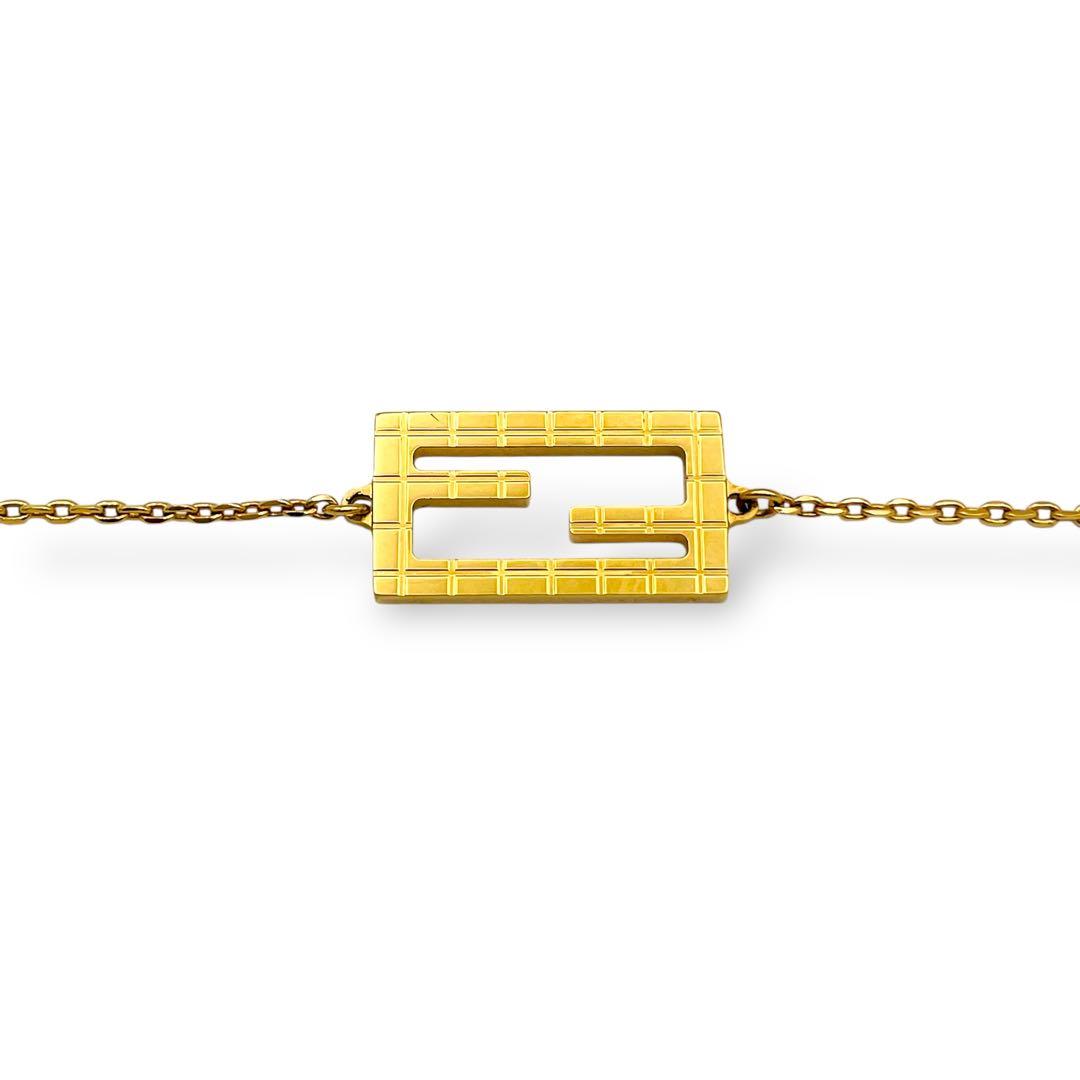 【極美品】FENDI フェンディ FFロゴ ブレスレット ゴールド 刻印あり