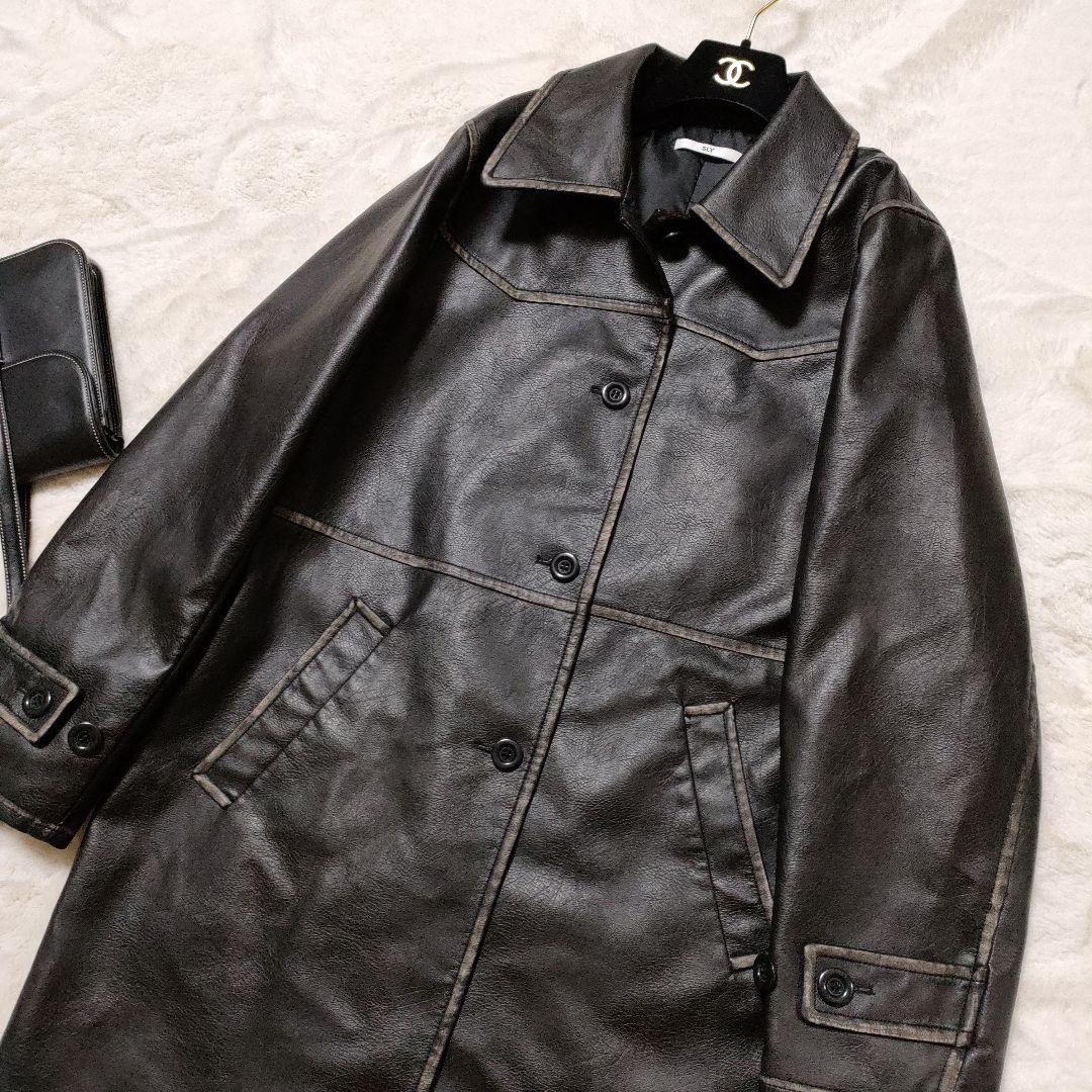 美品✨️ SLY レザーコート ヴィンテージ感 ロングコート 黒