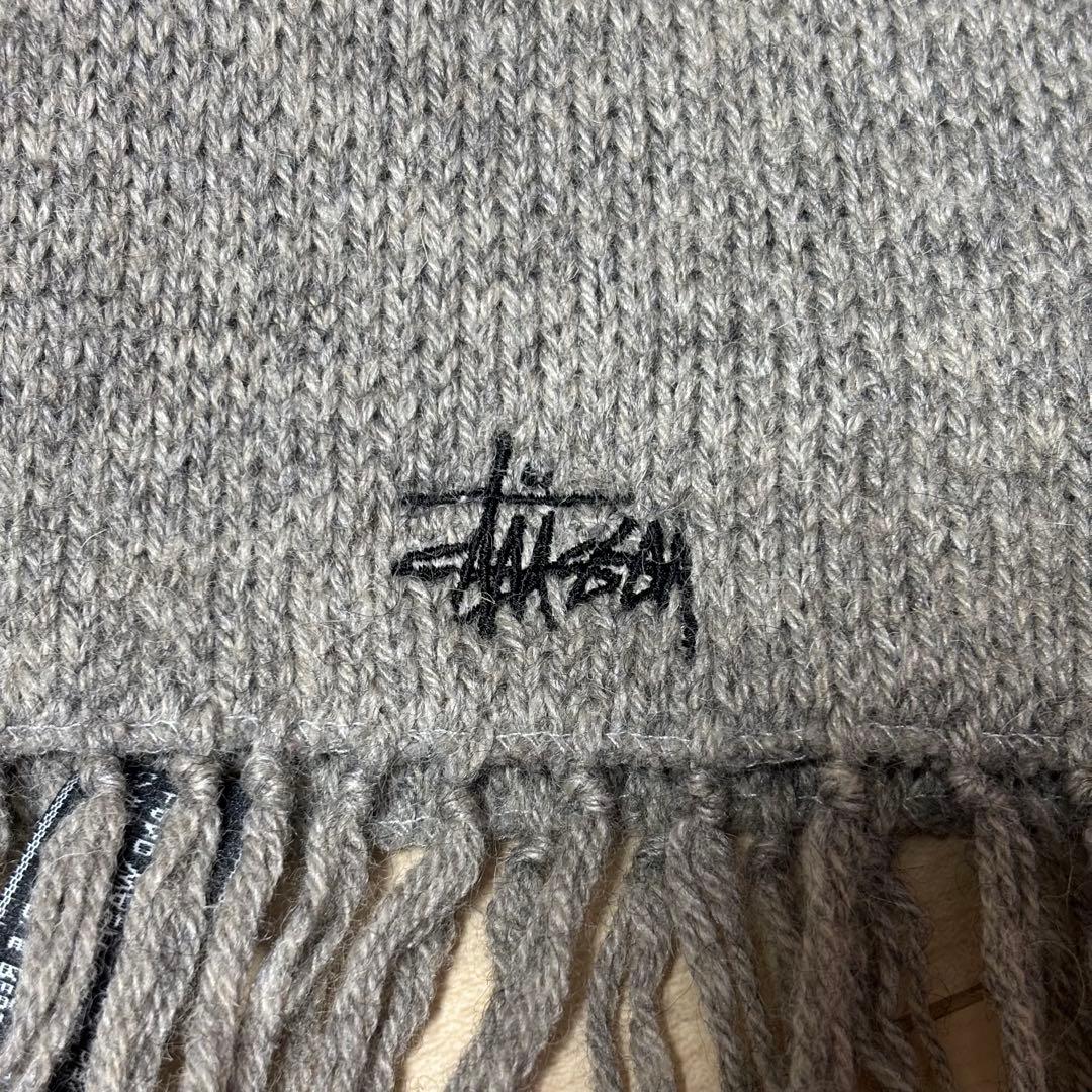 90's OLD STUSSY マフラー グレー 紺タグ ウール USA製
