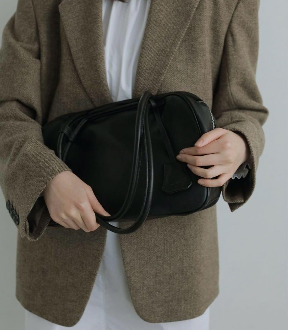 美品 anuke Ecoleather Boston Bagブラック アンヌーク