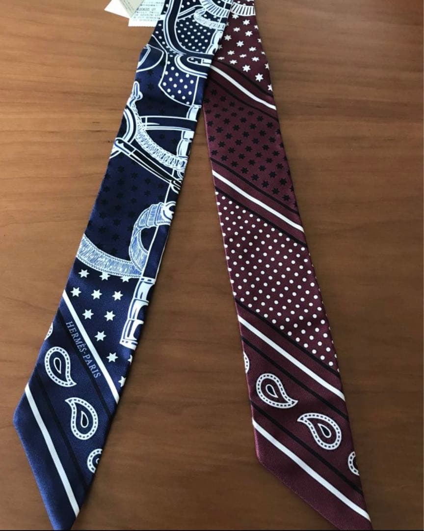 ☆HERMES☆エルメス ツイリー ネイビー＆ワイン