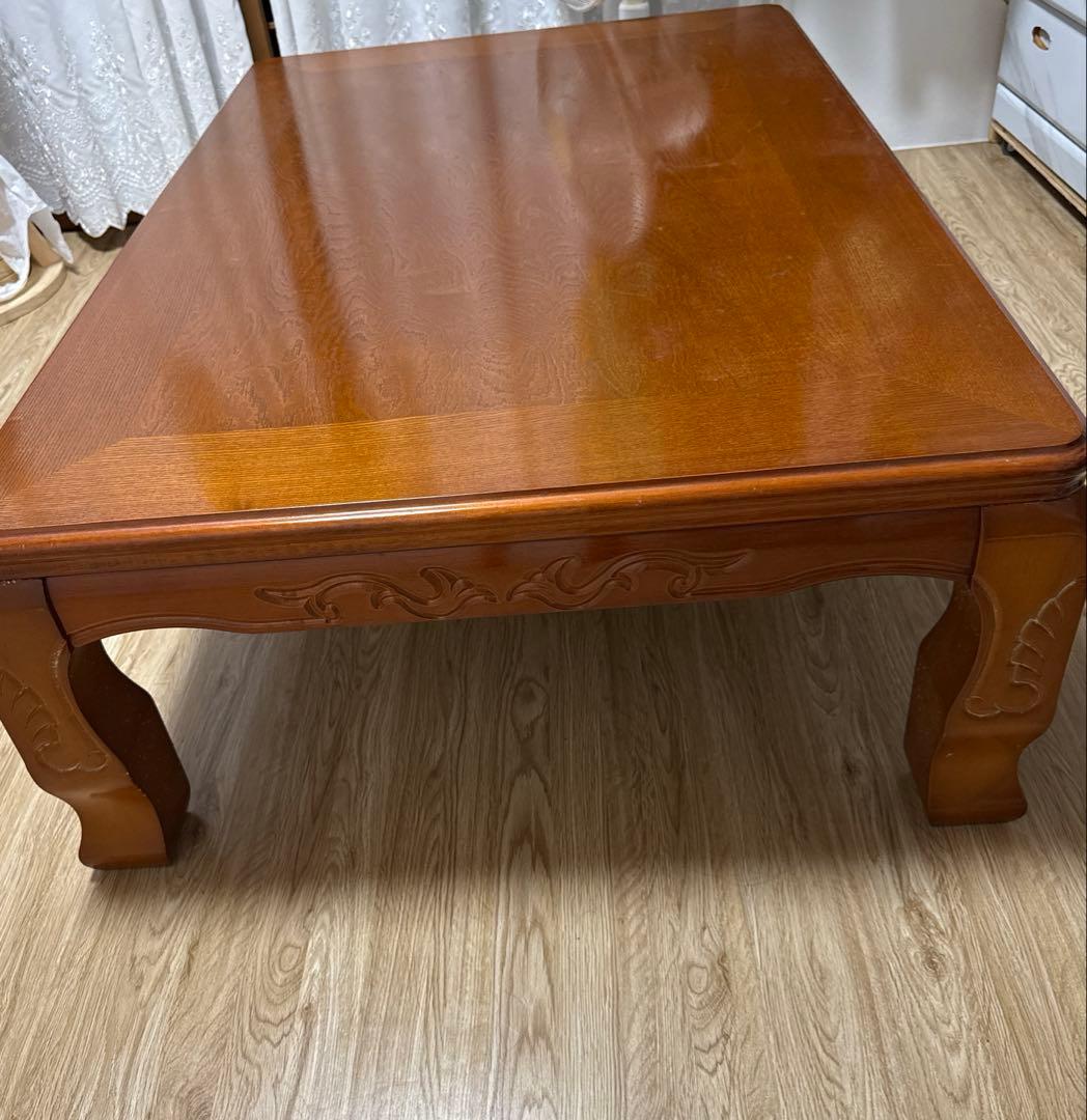 こたつテーブル高級感ある美品木製彫刻入り