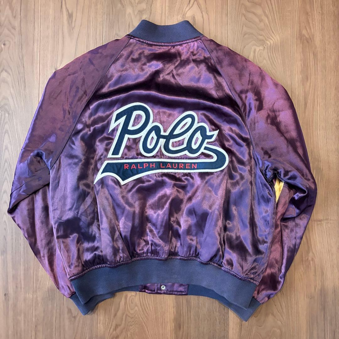 古*】様 美品◎ 90s POLO SPORT サテン スタジャン USA製 ポ