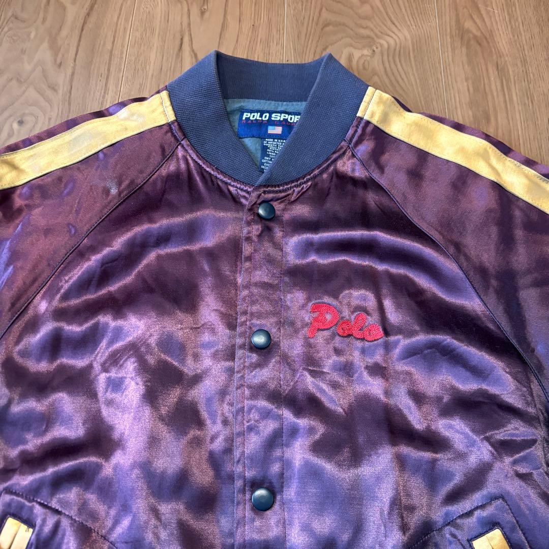 古*】様 美品◎ 90s POLO SPORT サテン スタジャン USA製 ポ