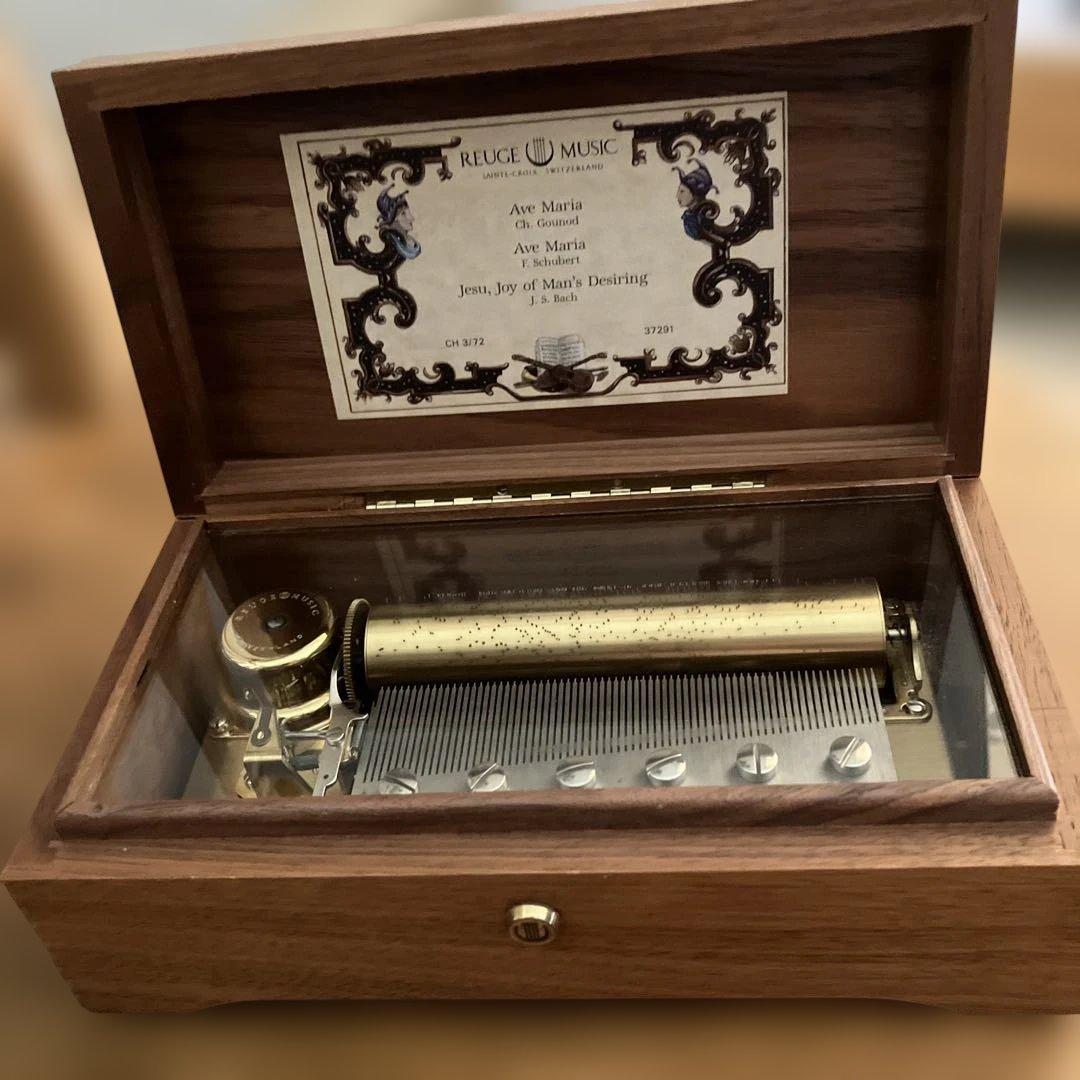 共鳴箱付き　リュージュオルゴール　72弁 アベマリア 主よ人の望みの喜びよ 3曲