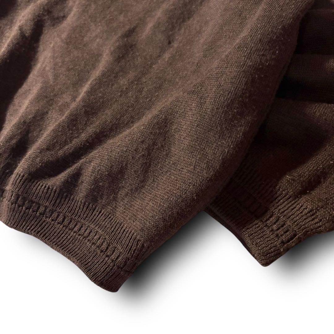 vintage起毛ニット切替カーディガンジャケット短丈グランパCBOYブラウンL