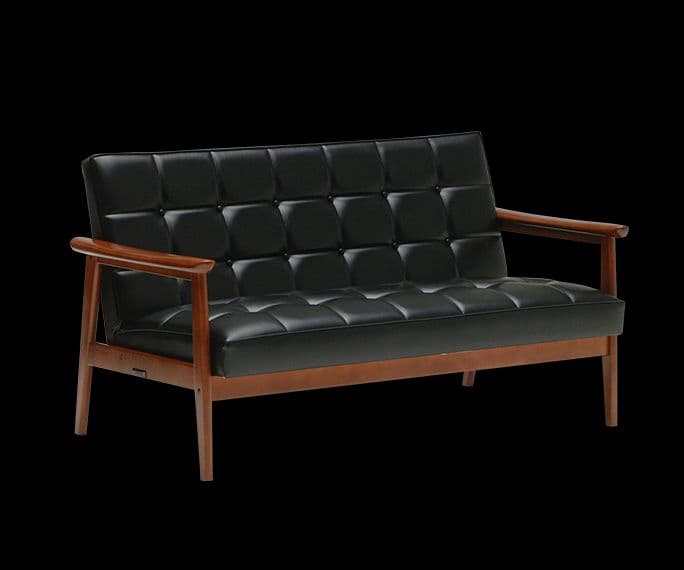 [定価87,450円]カリモク Kチェア レザーソファ 黒 2人掛け