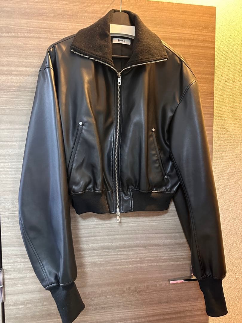 ジャケット・アウター hype kyoto High neck leather like jacket