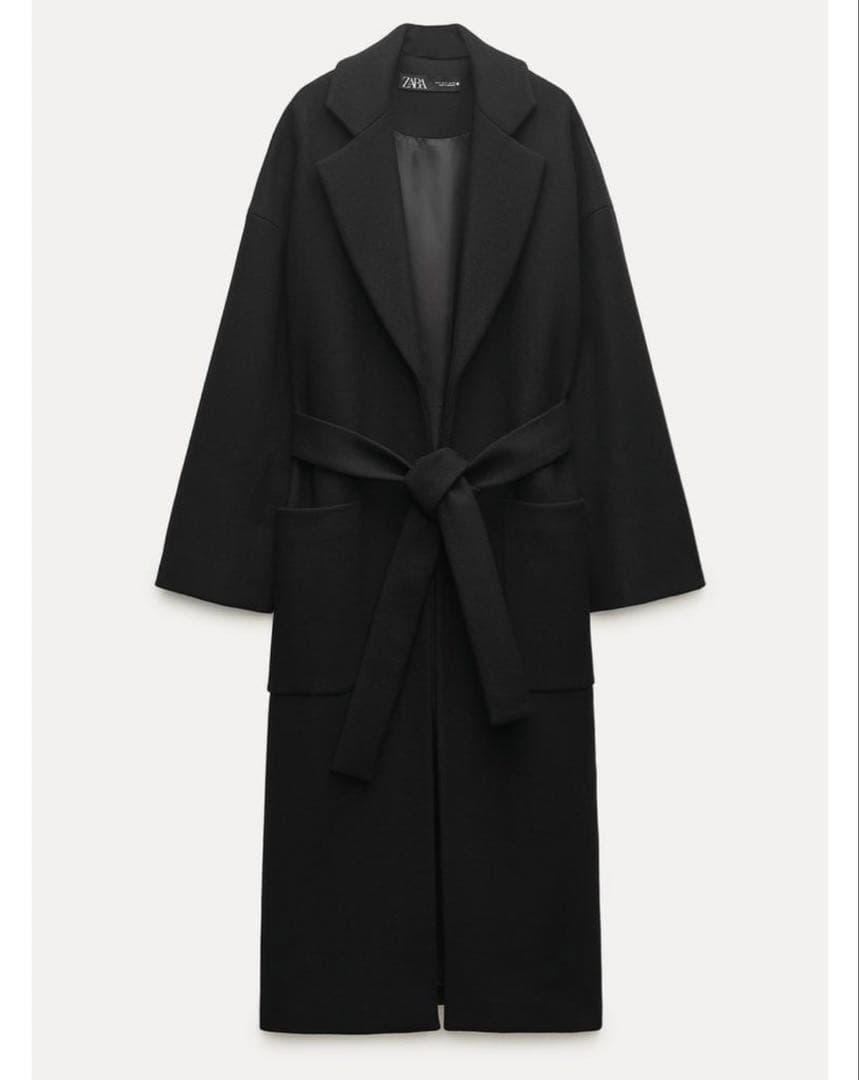 【極美品】ウールロングコート (ウエストベルト付き)