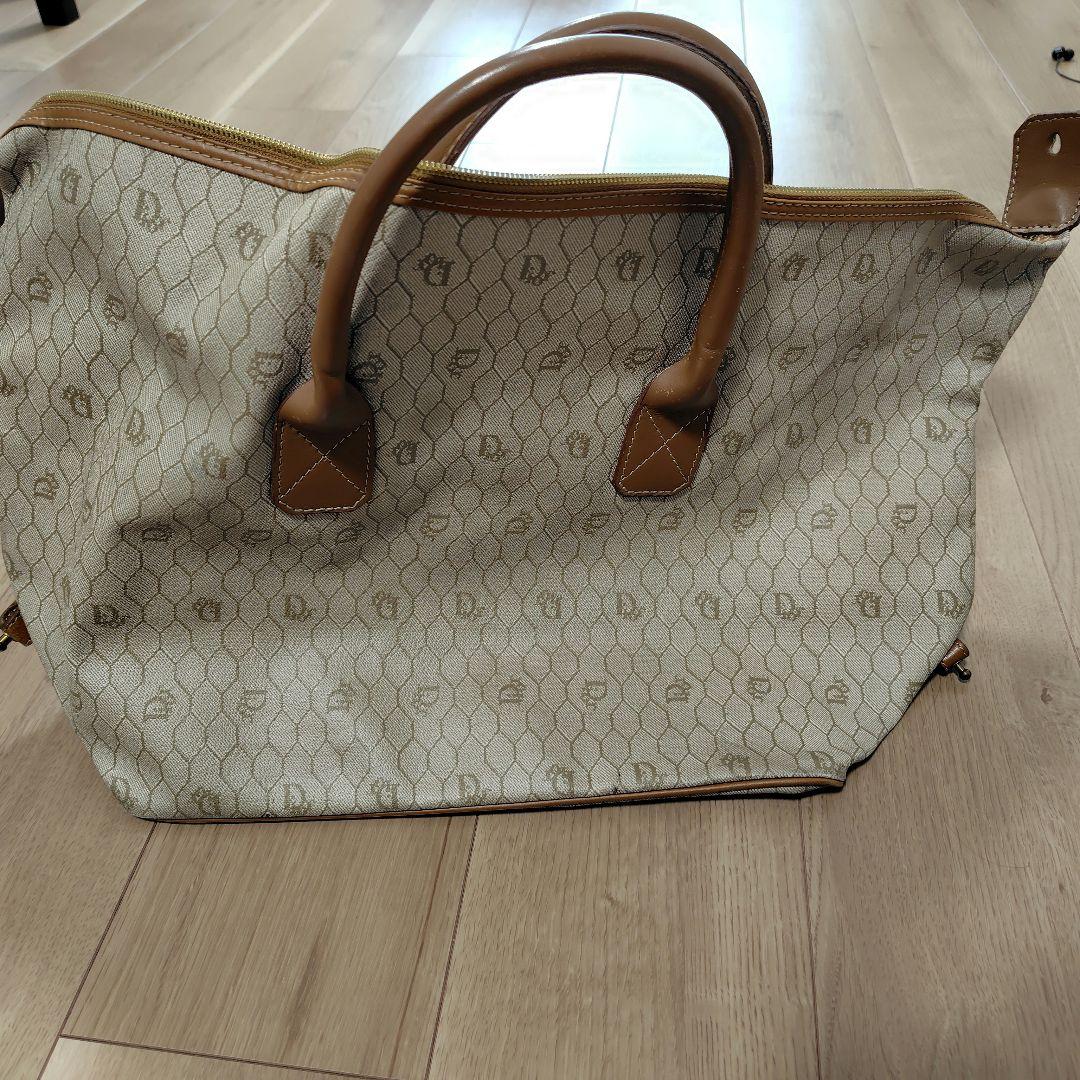 Christian Dior　ベージュ ロゴ入り ボストンバッグ
