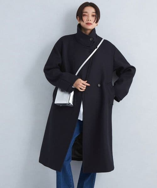 極美品 ＜SPINTOシリーズ＞ メルトン スタンドカラー コート