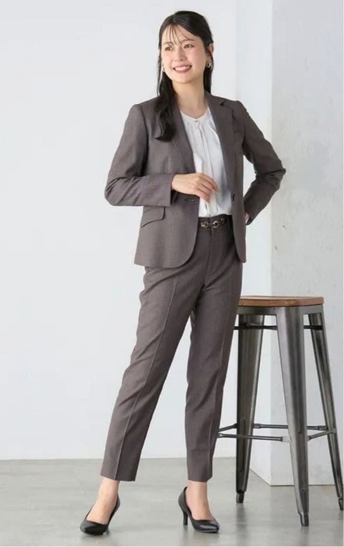 洗えるキレイスーツ 360°キレイ テーラードジャケット 茶 セットアップ上下