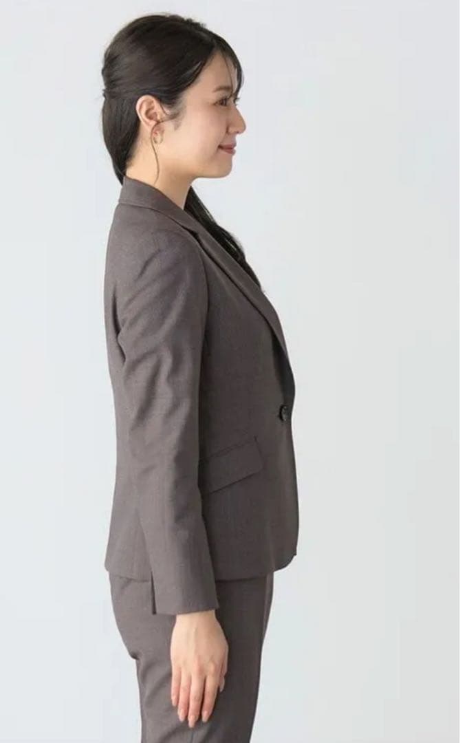 洗えるキレイスーツ 360°キレイ テーラードジャケット 茶 セットアップ上下