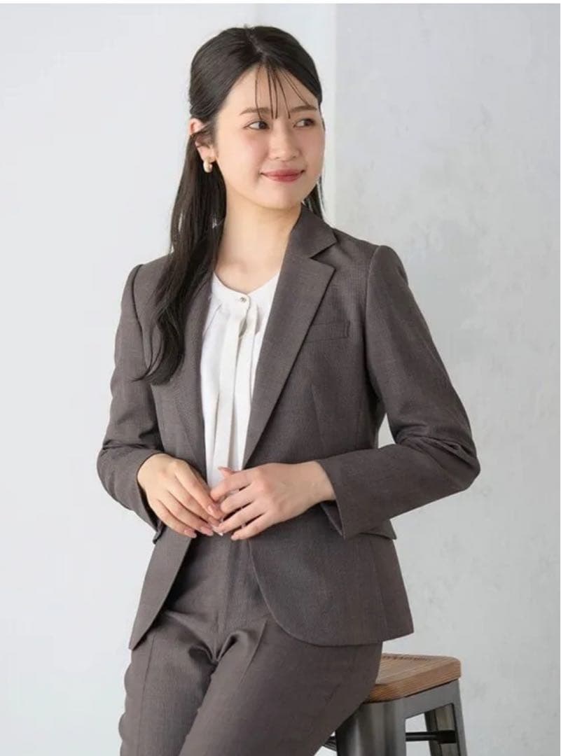 洗えるキレイスーツ 360°キレイ テーラードジャケット 茶 セットアップ上下