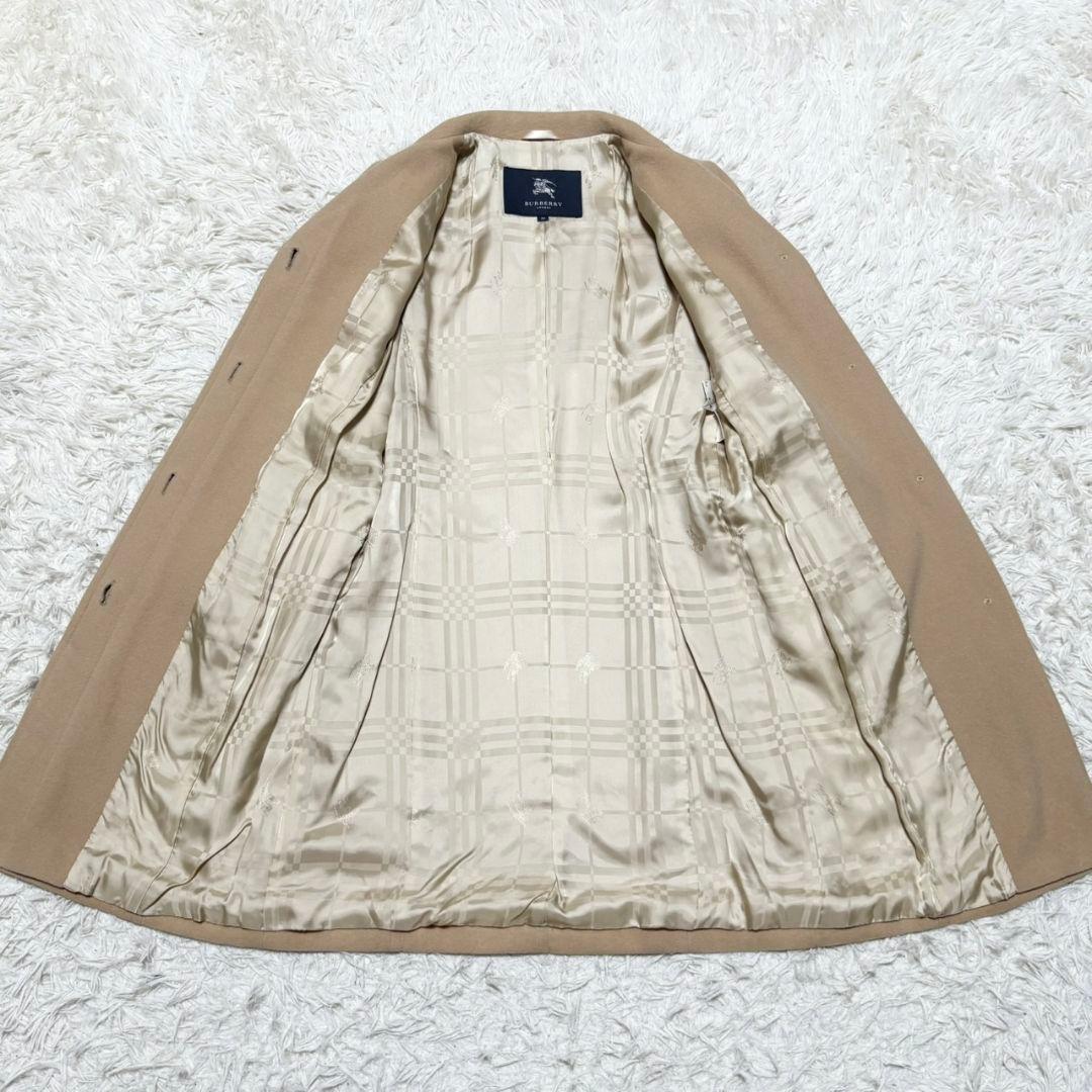 美品 バーバリー ロンドン ロングコート アンゴラ混 チェック キャメル