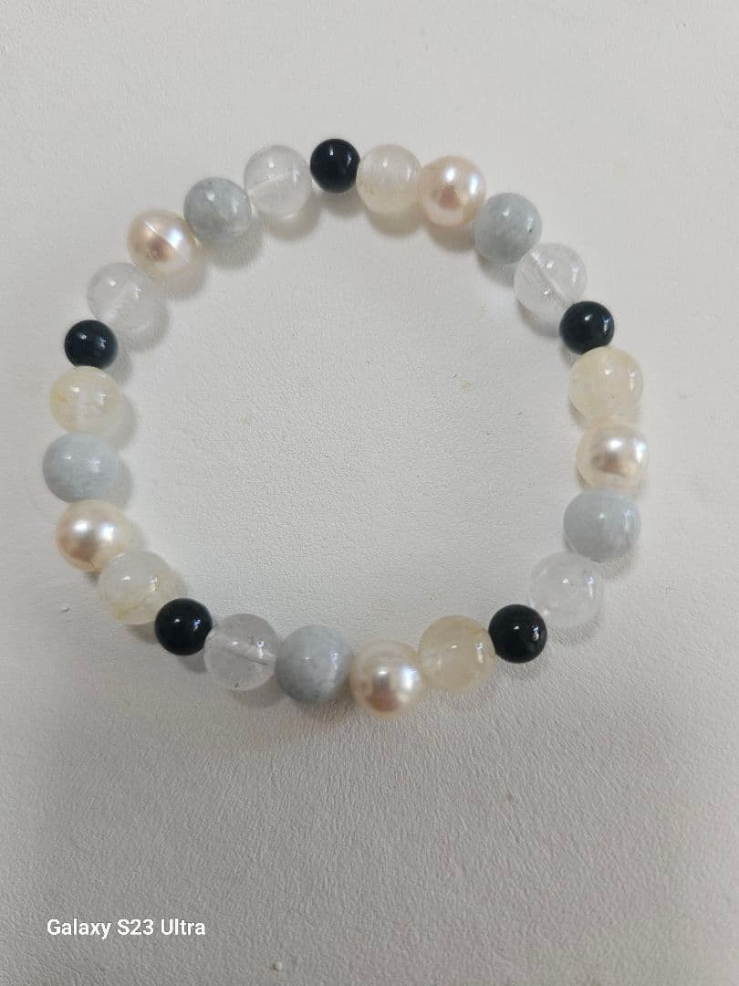糸魚川青翡翠８mm伊勢志摩８mm山梨県産水晶８mm出雲瑪瑙６mm材料ブレスレット