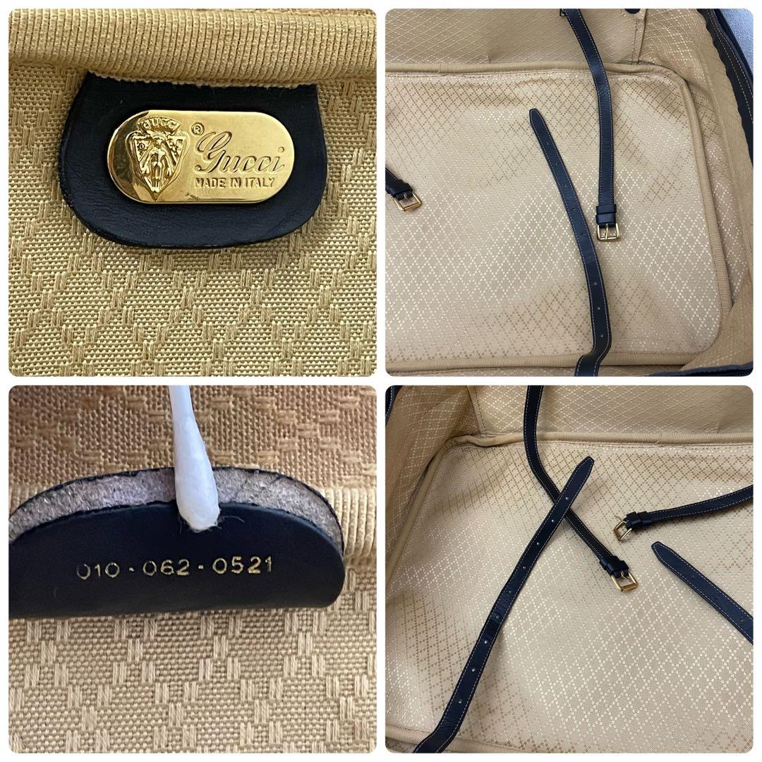 極美品✨グッチ 幅51cm レザー ボストンバッグ シェリーライン GG 黒