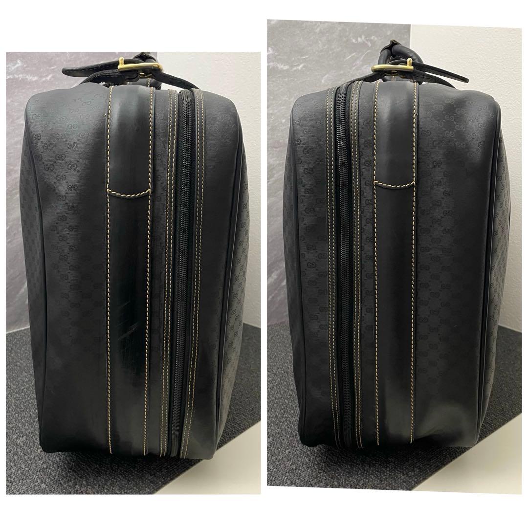 極美品✨グッチ 幅51cm レザー ボストンバッグ シェリーライン GG 黒